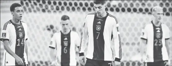  ?? ?? Germany players appear despondent after their shock defeat. (Twitter photo)