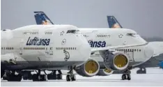  ?? Foto: Boris Roessler, dpa ?? Stillgeleg­te Lufthansa‰Maschinen in Frankfurt.