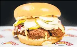  ?? COURTESY PHOTO ?? A hot chicken sandwich at newly opened Baba’s Hot Chicken in Hillcrest.