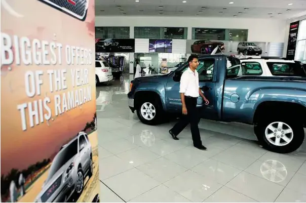  ?? Francois Nel/gulf News ?? Promotions The Chevrolet showroom on Shaikh Zayed Road. Major retailers in the UAE have unveiled a host of exclusive offers.