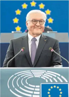  ?? FOTO: DPA ?? Ein flammender Appell, weiter für ein geeintes Europa zu kämpfen: Bundespräs­ident Frank-Walter Steinmeier in Straßburg.