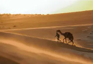  ?? Fotos: Manuel Meyer, tmn ?? Beim Trekking in der Wahiba-Wüste müssen teils steile Dünen überwunden werden.