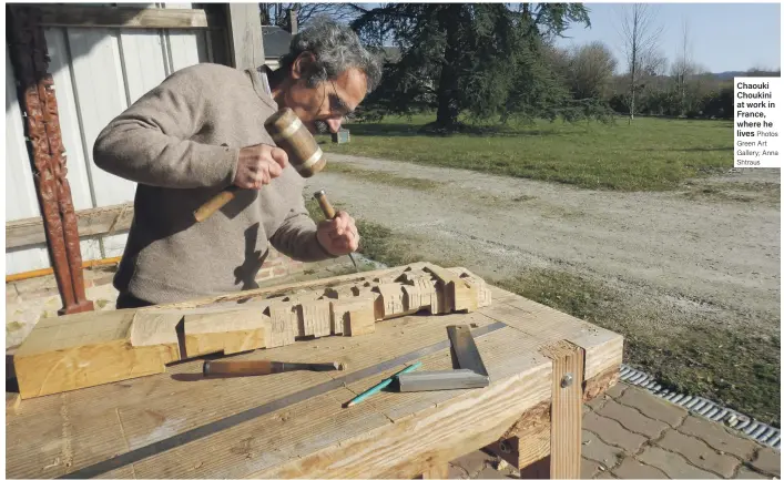  ??  ?? Chaouki Choukini at work in France, where he lives
Photos Green Art Gallery; Anna Shtraus