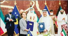  ?? KUNA photo ?? FM Sheikh Dr Ahmad Nasser Al-Mohammad during the signing of MoU with his Kosovan counterpar­t.