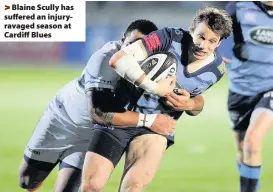  ??  ?? > Blaine Scully has suffered an injuryrava­ged season at Cardiff Blues