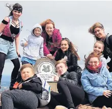  ??  ?? Senior members of Abertiller­y Youth Drama and Music Society walked up Pen y Fan to raise money for a production