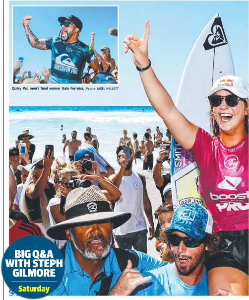  ?? Picture: NIGEL HALLETT ?? Quiky Pro men’s final winner Italo Ferreira.