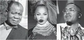  ?? AP PHOTOS ?? Louis Armstrong in 1968, from left, Janet Jackson in 2018 and Nas in 2019.