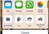  ??  ?? In many apps you can tap the Share icon, then Save to Files to add items to iCloud Drive.