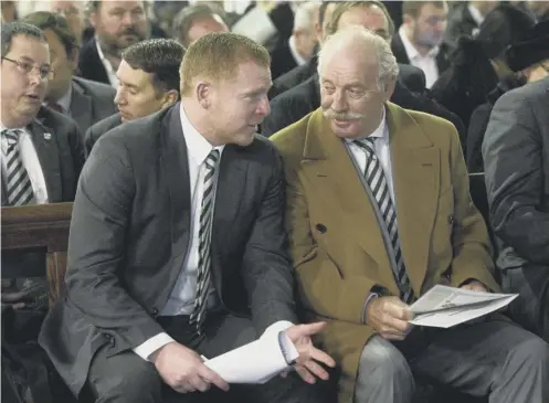  ??  ?? 0 ‘ If you are open and honest with Dermot and straight, you get rewarded for that,’ said Neil Lennon, pictured with Desmond in 2012.