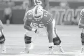  ?? WILFREDO LEE /AP ?? Miami offensive lineman Navaughn Donaldson (55) waits for the snap during a game against Bethune Cookman on Sept. 14, 2019.