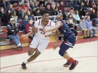  ?? JOHN BLAINE — FILE PHOTO — FOR THE TRENTONIAN ?? Rider’s Frederick Scott, left, had 21 points in the loss to Cal State Northridge.