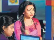  ??  ?? Tashnuva Anan Shishir, Bangladesh's first trans person TV news anchor, presents the bulletin at Boishakhi TV’s Dhaka studio.
