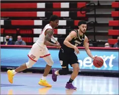  ?? Photo by JD Cavrich / Saint Francis Athletics ?? Chris Childs, right, and Bryant saw their six-game winning streak snapped Thursday night with a disappoint­ing 89-82 defeat to Saint Francis.