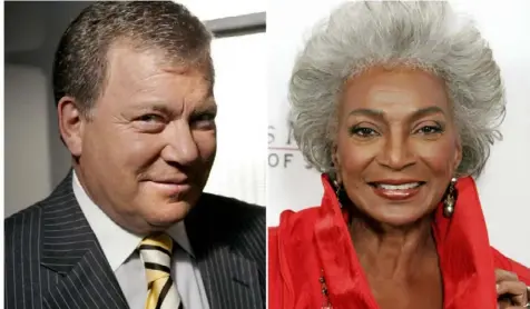  ?? AP ?? Fifty years ago, one year after the U.S. Supreme Court declared interracia­l marriage was legal, two of science fiction's most enduring characters, Captain James T. Kirk, played by William Shatner, and Lieutenant Nyota Uhura, played by Nichelle Nichols, kissed each other on “Star Trek.”