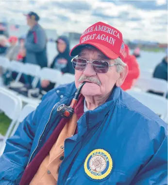  ?? JANE THERESE/SPECIAL TO THE MORNING CALL ?? Dick Muehleisen of Scott Township attends the Trump rally Saturday at the Schnecksvi­lle Fire Co. fairground­s.