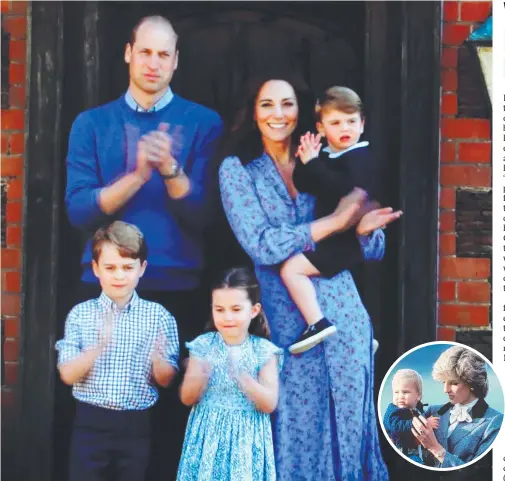  ?? Pictures: GETTY ?? Prince William, Duke of Cambridge, Catherine Duchess of Cambridge, Prince George of Cambridge, Princess Charlotte of Cambridge and Prince Louis of Cambridge. Inset: Prince William with his mother Princess Diana.