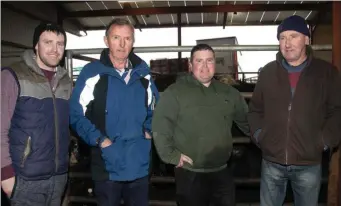  ??  ?? Daniel, Michael, and Patsy O’Sullivan; and Jim Wall at Gortatlea Mart.