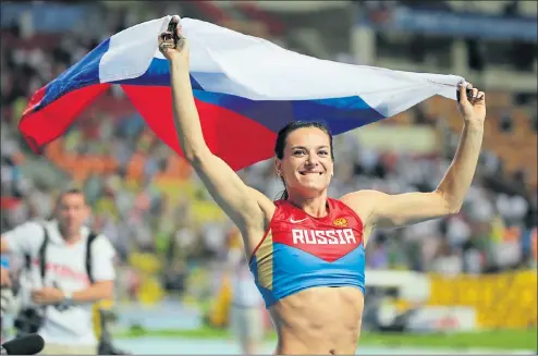  ??  ?? DEFEAT: Russian pole vault champion Yelena Isinbayeva, a double Olympic gold winner, was among 68 athletes whose appeal was dismissed by the Court of Arbitratio­n for Sport