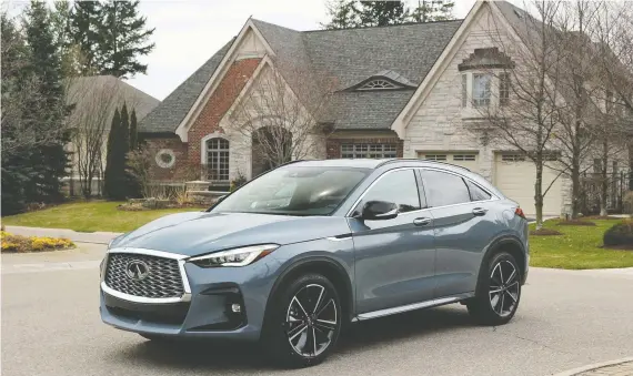  ?? PHOTOS: GRAEME FLETCHER/DRIVING ?? The 2022 Infiniti QX55 is aggressive looking and has an interior cabin that says class all the way.