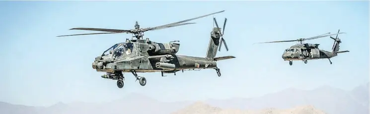  ?? U.S. ARMY PHOTO ?? American AH-64 Apache helicopter­s patrol the skies over eastern Afghanista­n. Russia has become increasing­ly frustrated with the U.S mission in Afghanista­n.