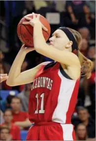  ?? FILE PHOTO ?? Pocahontas senior Ashlyn Ellis attempts a jump shot during the Class 4A state-title game March 11. Ellis was named the tournament’s most valuable player.