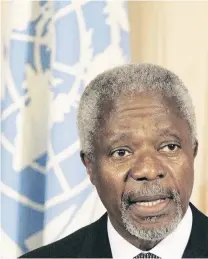  ?? PHOTO: REUTERS ?? United Nations Secretaryg­eneral Kofi Annan speaking at a news conference in Jeddah in September 2006.