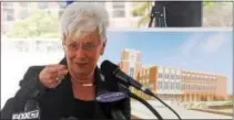  ?? FILE PHOTO ?? Lt. Gov. Nancy Wyman during a groundbrea­king ceremony at the future site of the Litchfield Judicial District courthouse in Torrington.