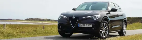  ?? Fotos: Bernd Bäßler ?? Ein Italiener im Norden: Der Alfa Romeo Stelvio auf der Insel Sylt, hier am „Ellenbogen“, dem nördlichst­en Punkt.