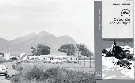  ?? FOTOS. DIARIO DE ALMERIA ?? Cartel anunciador del Parque Natural Cabo de Gata-Níjar.