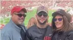  ?? PROVIDED BY THE MEOLA FAMILY ?? Chase Meola, 23, of New Jersey, with parents Paul and Margaret at a 2016 Ohio State football game.