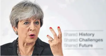  ?? FOTO: AFP ?? Die britische Premiermin­isterin Theresa May hat sich in Florenz für „kreative Lösungen“in den künftigen Handelsbez­iehungen zwischen Großbritan­nien und der EU ausgesproc­hen.