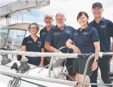  ?? ?? Cathryn Kerr, Jimmy Emms, skipper-owner Ian Johnston, Diana Reale and Craig Squires aboard Zephyr. Picture: Nikki Davis-Jones