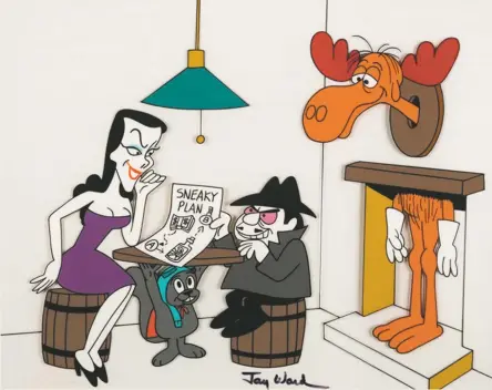  ?? © 2018 Heritage Auctions ?? Paul Frees (top) was the voice of no-goodnik Boris Badenov (bottom center) from Rocky and Bullwinkle; image