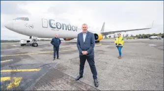  ?? (Pic: Brian Lougheed) ?? Pictured at the announceme­nt at Cork Airport, that DHL Express is to establish new cargo operations from Cork to DHL Express’ largest European hub in Leipzig, Germany, are Niall MacCarthy, Managing Director at Cork Airport along with Ray O’Mahony, Airside Manager, Swissport and Dorothy Coffey, General Manager, Operations and Facilities at Cork Airport.