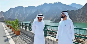  ?? Dubai Media Office ?? FOR A POWERFUL FUTURE: Sheikh Mohammed and Sheikh Hamdan at the Hatta Dam. —