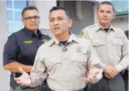  ?? ADOLPHE PIERRE-LOUIS/JOURNAL ?? Bernalillo County Sheriff Manuel Gonzales addresses the media after a deputy shot and injured a man in the East Mountains last summer.