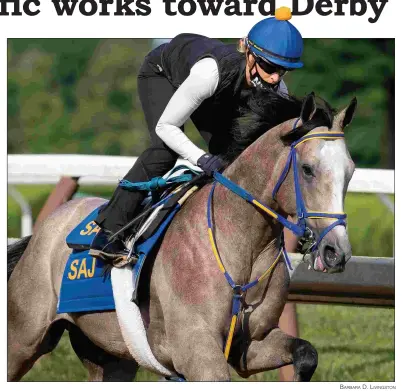  ?? BARBARA D. LIVINGSTON ?? Ny Traffic breezes a half-mile in 49.90 seconds on Thursday at Saratoga, the first of his four works before the Kentucky Derby.