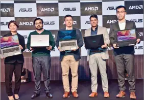  ??  ?? (L-R) Leila Lin, Country Product Manager, Asus India; Siddharth Mathur,DGM &amp; Business Head, Paytm Mall; Leon Yu, Country Head, Asus India; Pancham Kumar, Consumer Sales Manager, AMD; Arnold Su, ROG &amp; PC Head of ASUS India.