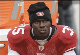  ?? PAUL SAKUMA — THE ASSOCIATED PRESS FILE ?? San Francisco 49ers cornerback Phillip Adams (35) sits on the sideline during the first quarter of a game in San Francisco.