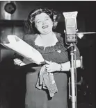  ?? Associated Press ?? In this Jan. 1, 1944 file photo, Mildred Bailey, a jazz singer of the Coeur d’Alene American Indian tribe, performs on her musical radio program “Mildred Bailey and Company” in New York City.