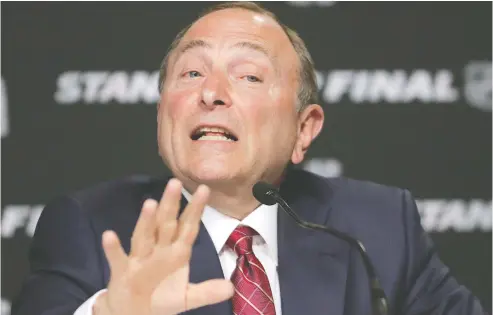  ?? CHARLES KRUPA / THE ASSOCIATED PRESS FILES ?? NHL commission­er Gary Bettman has been adamant the league not take part in an unfriendly TV time zone for Olympic Games.