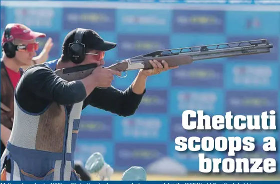  ??  ?? Maltese sharpshoot­er William Chetcuti yesterday scooped a bronze medal at the ISSF World Cup finals held in Rome. The 31-year-old was one of 11 shooters taking part in the end of season competitio­n organised by the ISSF following his World Cup gold...