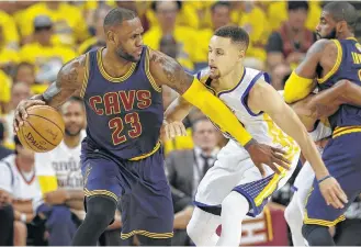  ?? Marcio Jose Sanchez / Associated Press ?? In meeting for the third consecutiv­e NBA Finals, Cavaliers star LeBron James, left, and Warriors star Stephen Curry will look to settle the debate as to whose team is truly the league’s best.