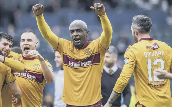  ??  ?? 2 Cedric Kipre has been in terrific form for Motherwell this season and has been rewarded with an extension to his contract. The player will aim to cap off a fine start to his career in Scotland by winning the Scottish Cup next month.