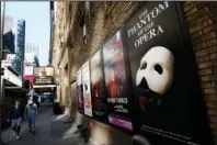  ?? The Associated Press ?? BROADWAY: Broadway posters outside the Richard Rodgers Theatre in New York on May 13. Broadway theaters may be dark but there will be plenty of new online production­s of some of classic plays this fall. “Hamilton” producer Jeffrey Richards on Wednesday unveiled a seven weekly play run of livestream­ed works to benefit The Actors Fund. They will stream on Broadway’s Best Shows and ticket buyers can access the events through TodayTix starting at $5. The plays include “The Best Man,” “This Is Our Youth,” Time Stands Still” and “Race.”