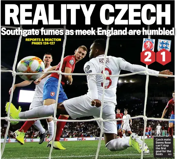  ?? REX ?? Czech mate: Danny Rose can’t stop the first goal for the hosts