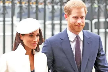  ?? — AFP file photo ?? Harry (right) and Meghan attend a Commonweal­th Day Service at Westminste­r Abbey in central London, on March 12, 2018.