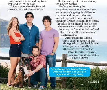  ??  ?? Penny McNamee, James Stewart, Orpheus Pledger and Jackson Heywood with dog Buddy