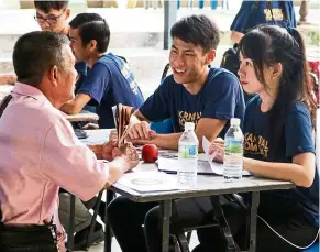  ??  ?? Students of NUMed organised Karnival Jom Sihat on Nov 10 to raise health awareness among the villagers in Kampung Dato Sulaiman Menteri.